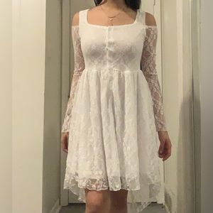 White Lace Long Sleeved Dress